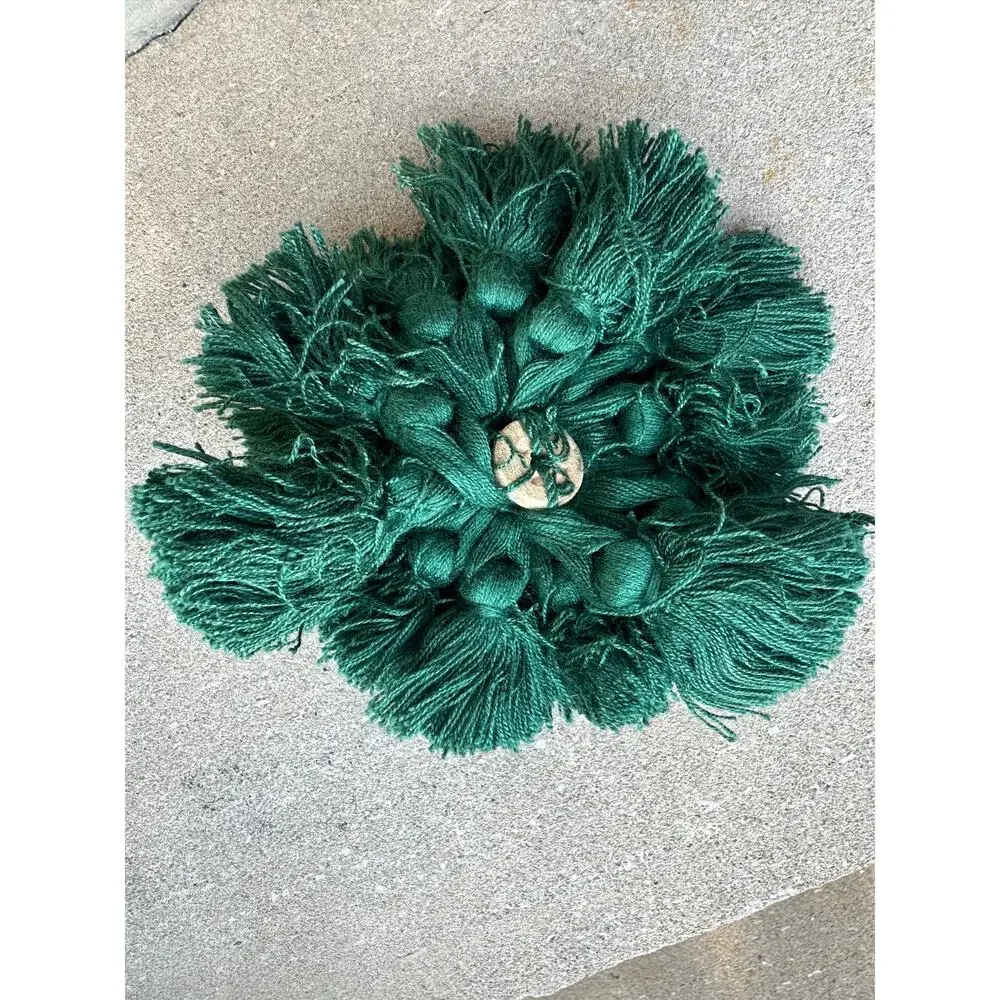 French Tassel Furniture Key Fob emerald Green Cotton *Shabby Chic Vintage